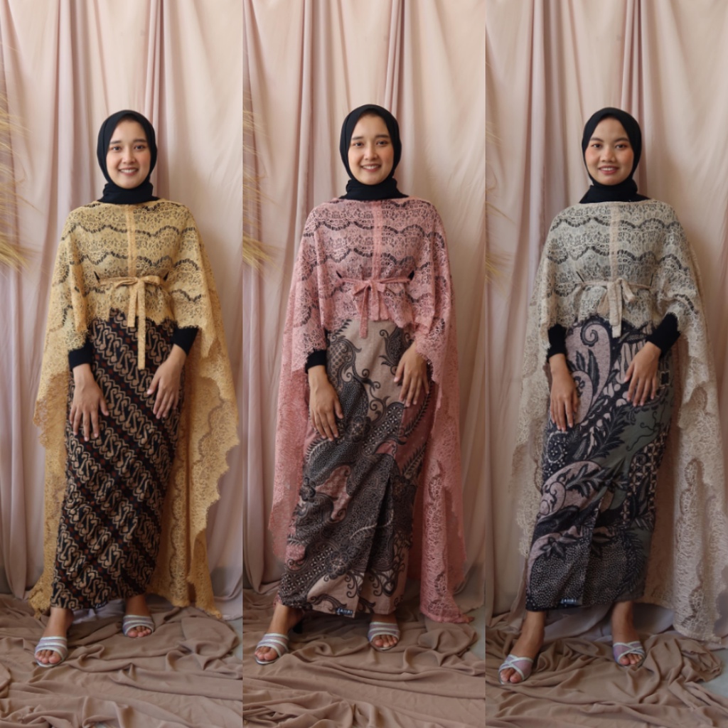 aiiri/long cape/outer brokat/cape ainun