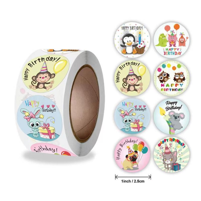 

AS Stiker Bulat Roll Kartun Animal Label Reward Anak Isi 500