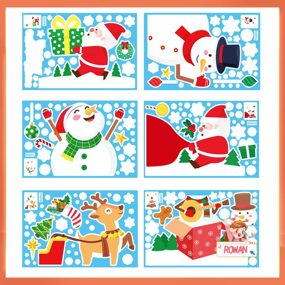 R-flower Merry Christmas Stiker Jendela Poster Dekorasi Sticker Layout Warna Santa Claus