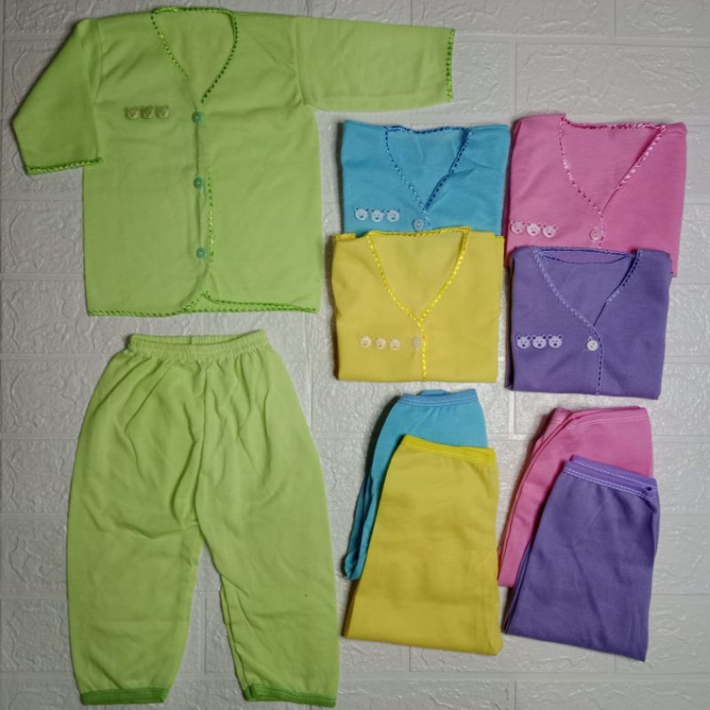 6 pcs 3 set baju bayi warna murah boy girl