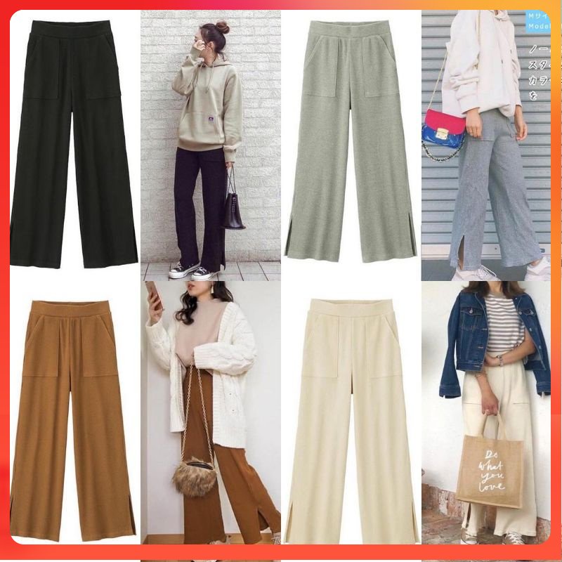 GU Rib Wide pants cullotes celana kulot panjang