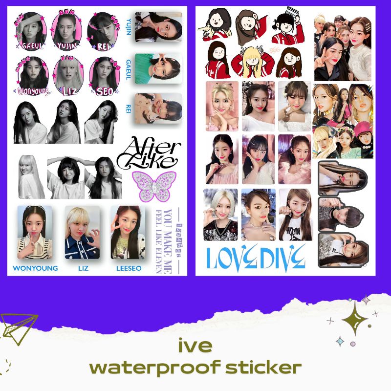 

(FREE BONUS) IVE STICKER LIZ YUJIN WONYOUNG GAEUL LEESEO ISI 2 LEMBAR WATERPROOF STICKER ANTI AIR FOR LAPTOP HP TUMBLR MOTOR JOURNAL NOTEBOOK