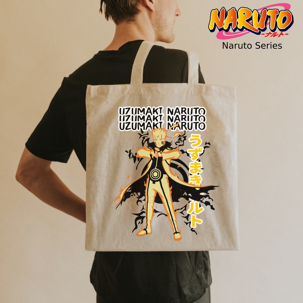 Totebag Anime Naruto Sasuke Kakashi Tote bag premium Totebag zipper totebag velcro