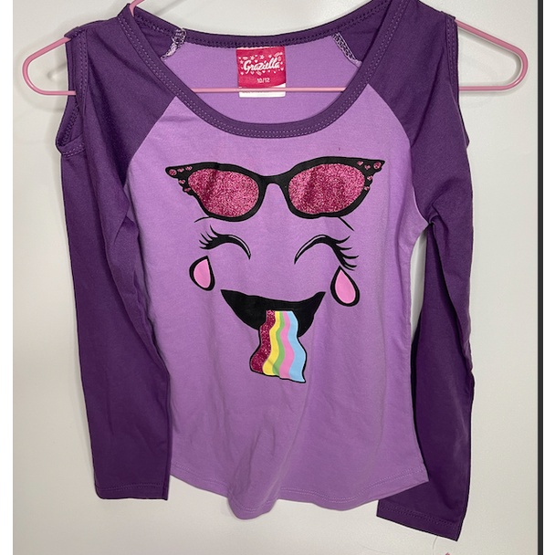 A5008-A5009 GRAZIELLA GIRL'S WEAR grey &amp; purple glasses rainbow shirt with a long hand / baju anak kecil bayi remaja girl bodysuit jumper pakaian perempuan laki laki cowo cewe cewek cowok kemeja overall lucu unik imut gemas gemes murah sisa ekspor export