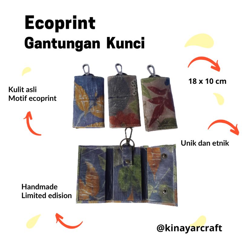 Gantungan Kunci Kulit Ecoprint I Dompet STNK Kulit Ecoprint