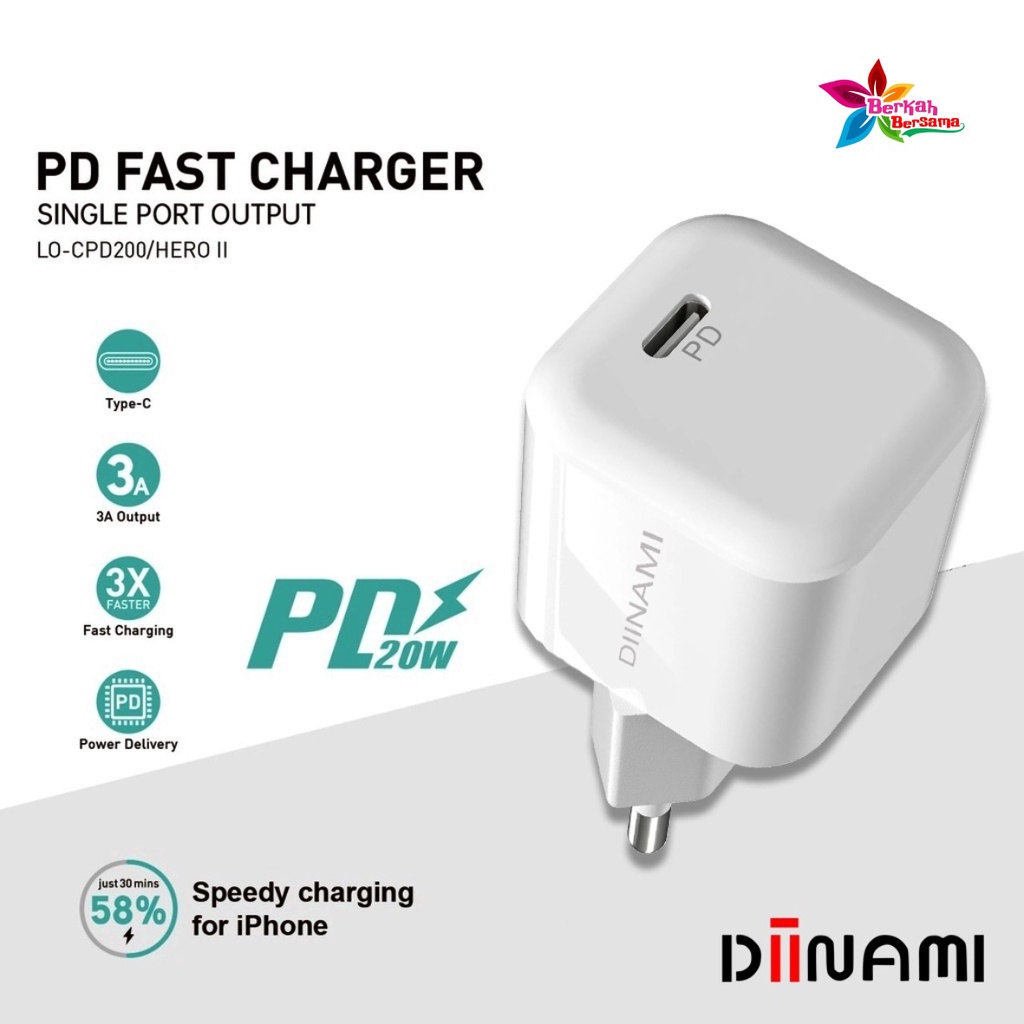 DIINAMI P8 Adaptor BATOK Charger CASHAN Power Nano 20 Batok Fast Charging 20W 3A Type-C (PD) Multi Protection BB7484