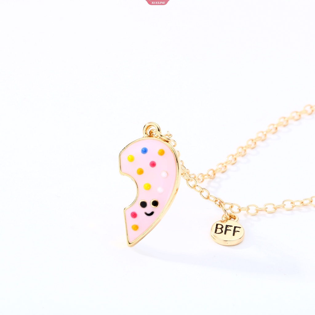 Berbentuk Hati pink Donat Liontin best friend Rantai Lucu BFF Kalung Persahabatan Untuk Teman Perempuan 2buah/set [ZXL]