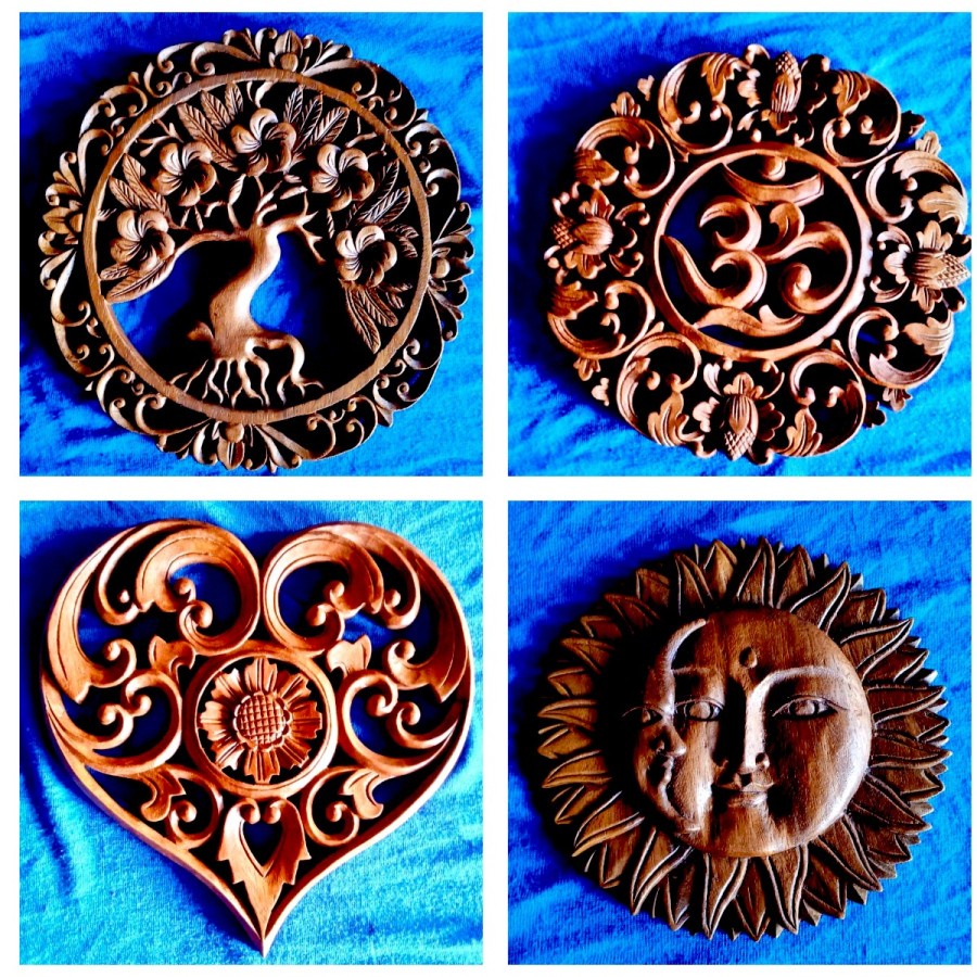 Kerajinan Ukiran kayu panil Bali 20cm 25cm Hiasan dekorasi dinding bali handmade
