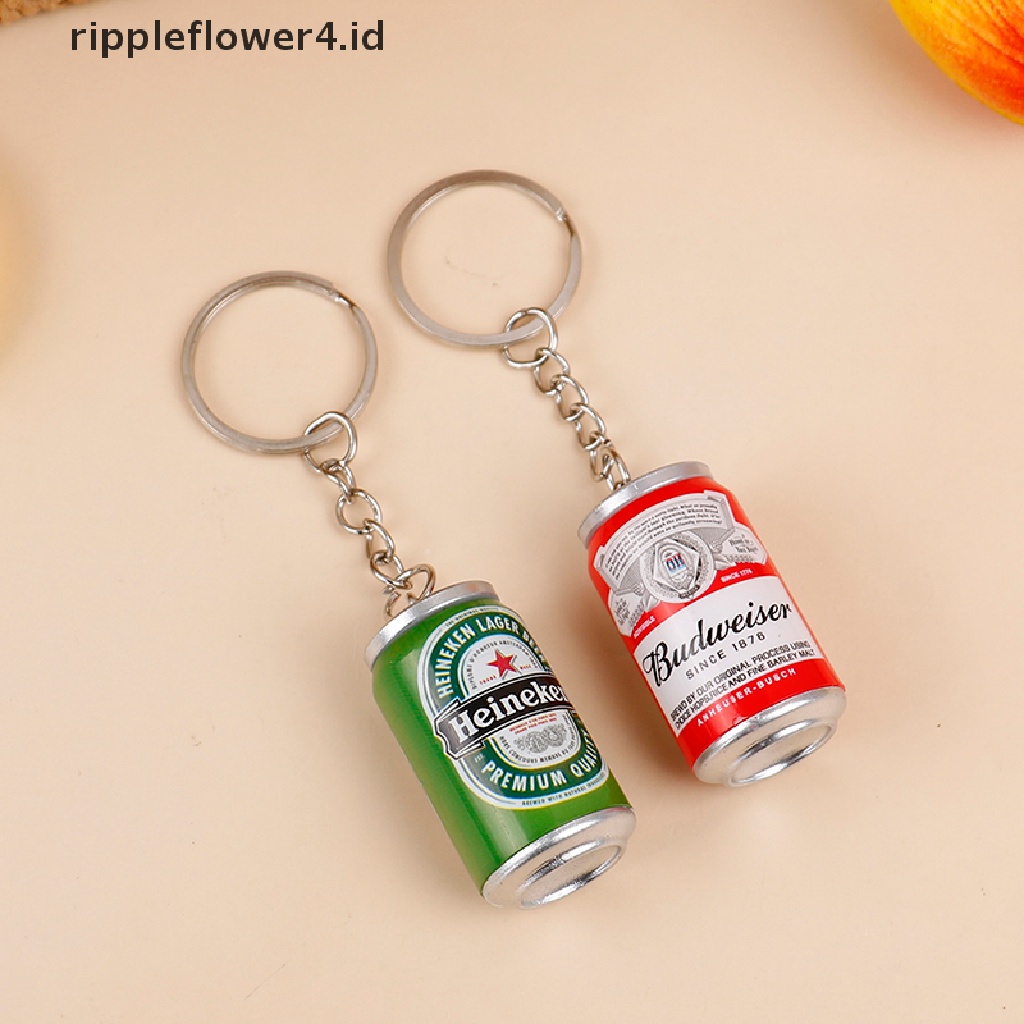 {rippleflower4.id} Simulasi Gantungan Kunci Bir Kaleng Beer Can Keyring Pasangan Keren Dekorasi Ransel~