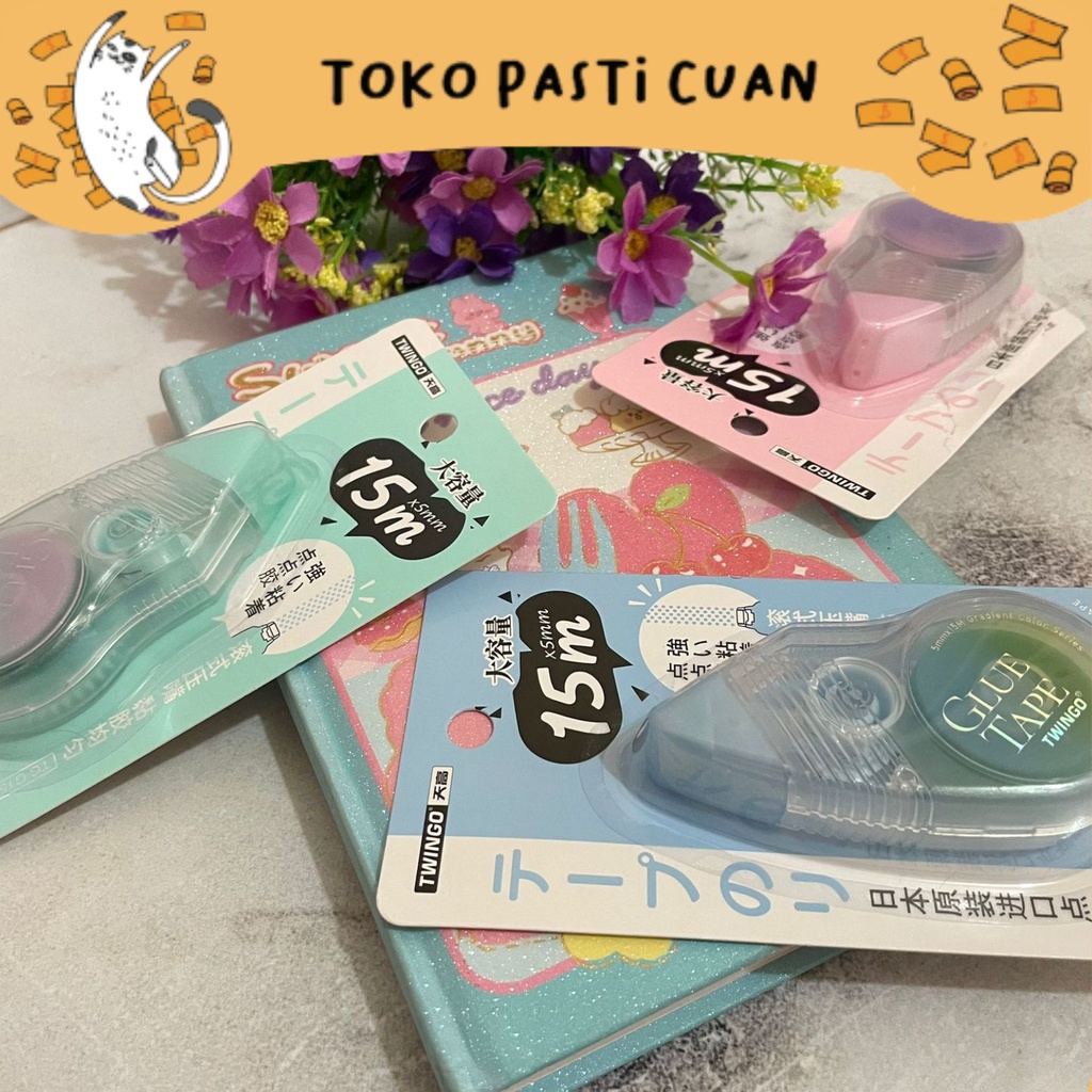 

glue tape tipe x polos panjang 15 meter alat tulis sekolah lucu kado unik tipex tipx penghapus tulisan lucu kado unik