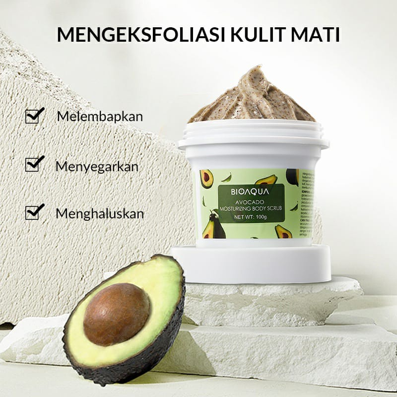 BIOAQUA Avocado Body Care Series Set 3pcs With Body Wash/Body Scrub/Body Lotion Memperbaiki kulit kering