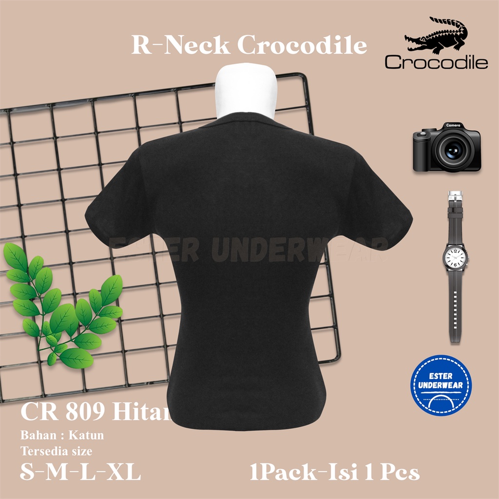 Kaos Oblong Pria CROCODILE CR 809 Hitam Isi 1 Pcs