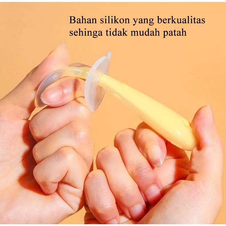 Sendok Anti Sedak / Alat Makan Anak Bayi / Perlengkapan Makan Bayi / Sendok Silikon Anti Sedak / Training Spoon + Suction