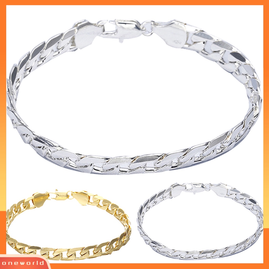 [WONE] Gelang Rantai Glossy Susah Tarnish Gaya Hip Hop Cuban Chain Bracelet Untuk Hadiah