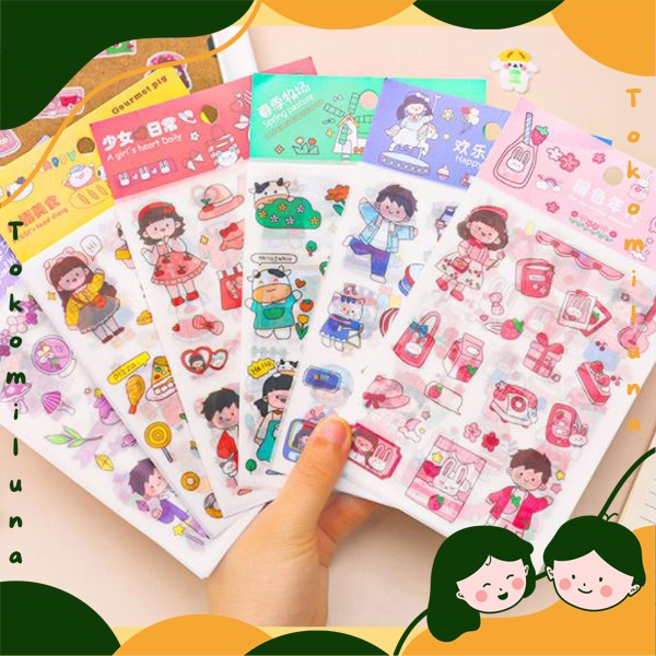 

1 set isi 4 lembar sticker lucu hias dekorasi planner diary journal cute HB1160