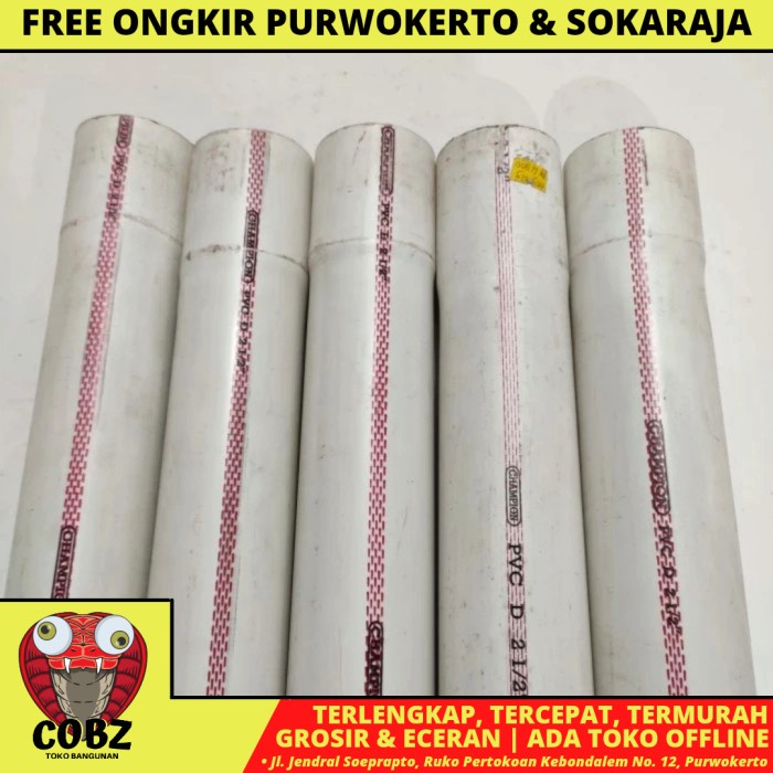 2 1/2 INCH / CHAMPION D Lis Merah Pipa Pralon Paralon PVC Per Batang