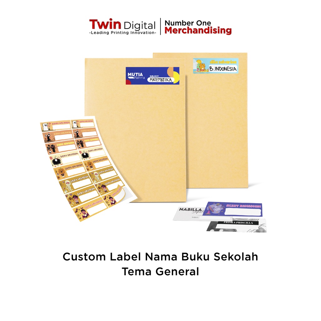 

Twindigital Custom Desain DIY Stiker Anti Air Journal Mata Pelajaran Anak - Label Nama Buku Sekolah Tema General