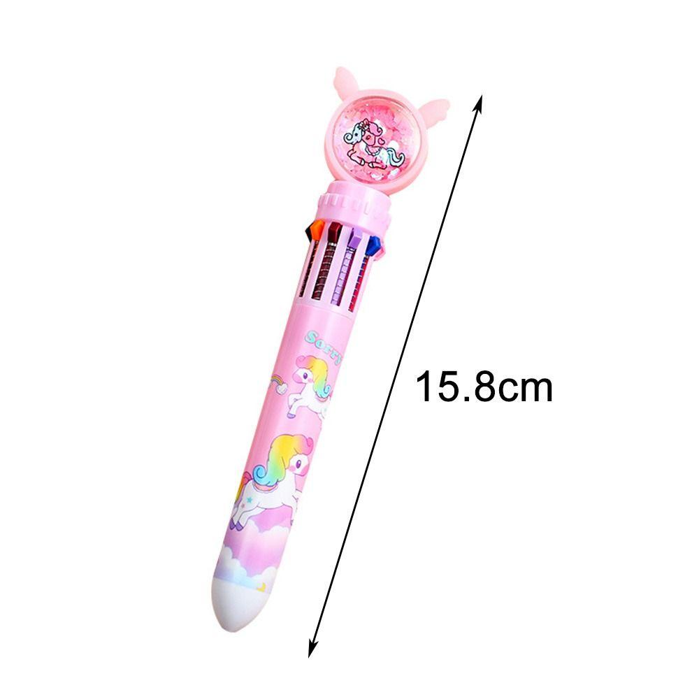 Top 4PCS/Set 10warna Bolpoin Pelangi Unicorn Hadiah Siswa Alat Tulis Kreatif Multi-Warna Mark Pen