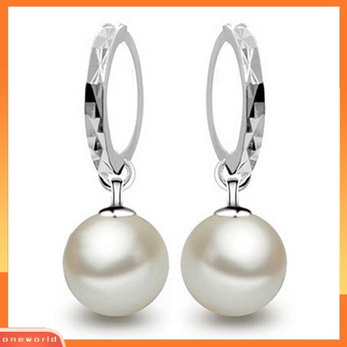 [WONE] Wanita's Elegan Mutiara Imitasi Menjuntai Eardrop Ear Hoop Earrings Perhiasan Pesona