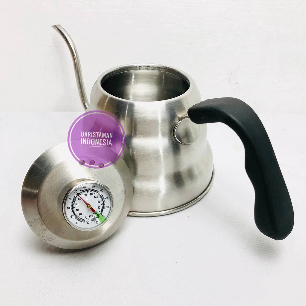 Jual Kettle Goose Neck 1 Liter With Termometer Coffee Teko Kopi Leher Angsa Ketel Termo Pour 1214