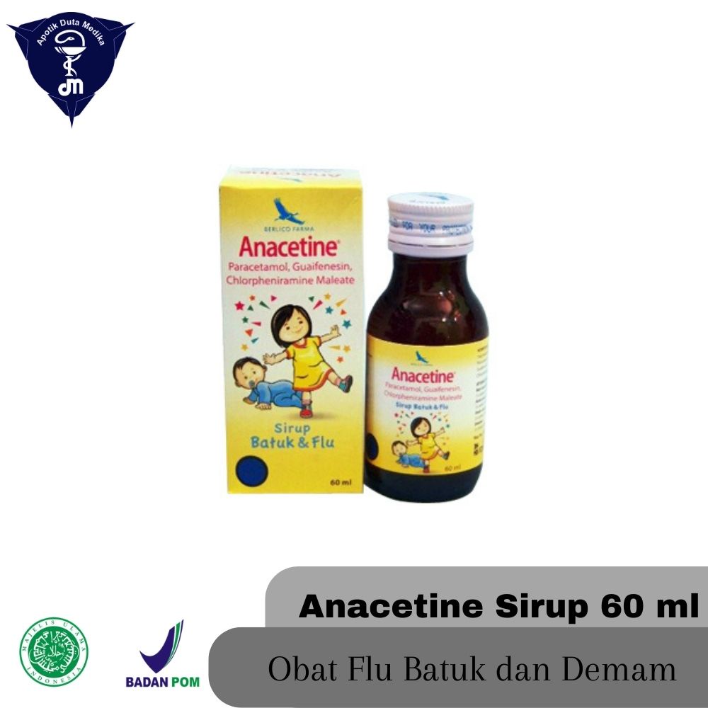 ANACETINE 60 ML SIRUP/OBAT DEMAM BATUK PILEK ANAK/DEMAM ANAK/BATUK BERDAHAK ANAK/PILEK ANAK