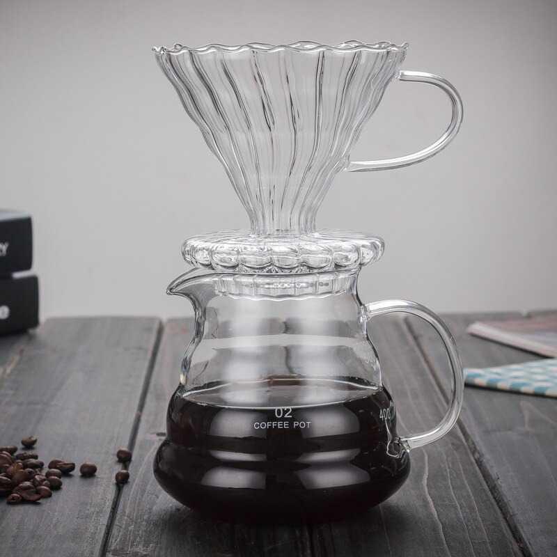 DUOLVQI Wadah Filter Kopi Kaca V60 Reusable Glass Coffee Dripper - SD-8106