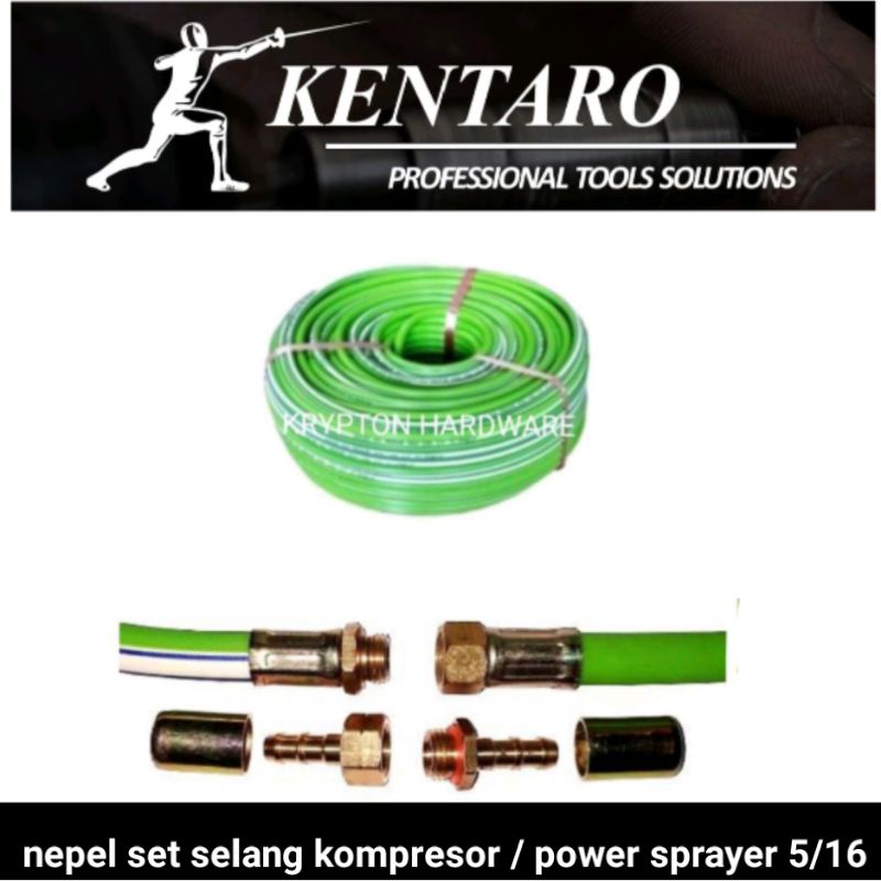 nepel set selang kompresor / power sprayer 5/16 male / female kentaro