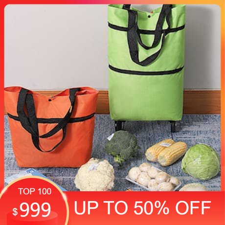 TAS TROLI BELANJA LIPAT RODA KANTUNG SERBAGUNA TROLLY TROLY SHOPPING BAG TOTE BAG/ TAS PASAR