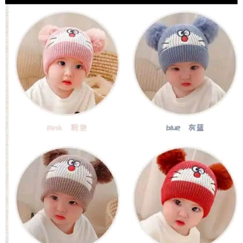 TOPI KUPLUK BAYI TERBARU BAHAN RAJUT /KUPLUK BAYI MEOWW /KUPLUK BAYI PRIA/WANITA