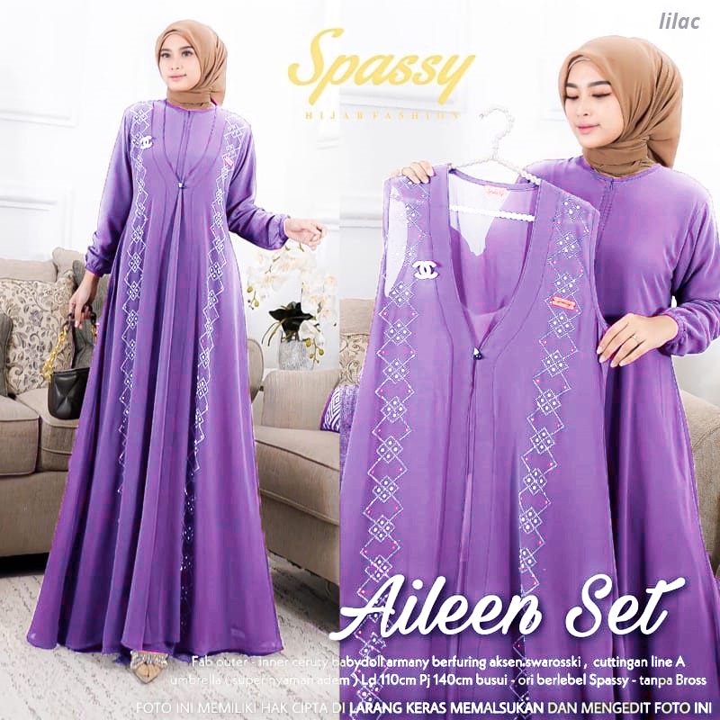 [Ada jumbo] AILEEN set / Ailen Dres / Aileen Dress / Aileen Gamis-Lilac
