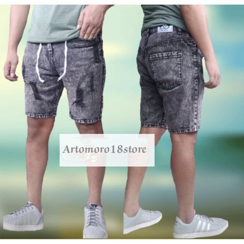 [BISA COD]Celana Pendek Jeans Sobek Pria Wisker Jeans Pendek Robek