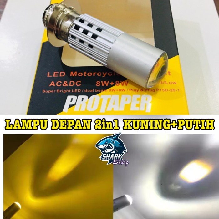Lampu depan LED 2in1 putih-kuning Lampu depan led motor kaki 1