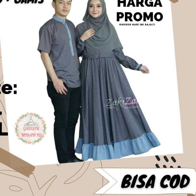 Diskon✔️(COD) ZAKIA GAMIS COUPLE JUMBO L XL baju pakaian gamis couple pasangan kondangan serimbit su