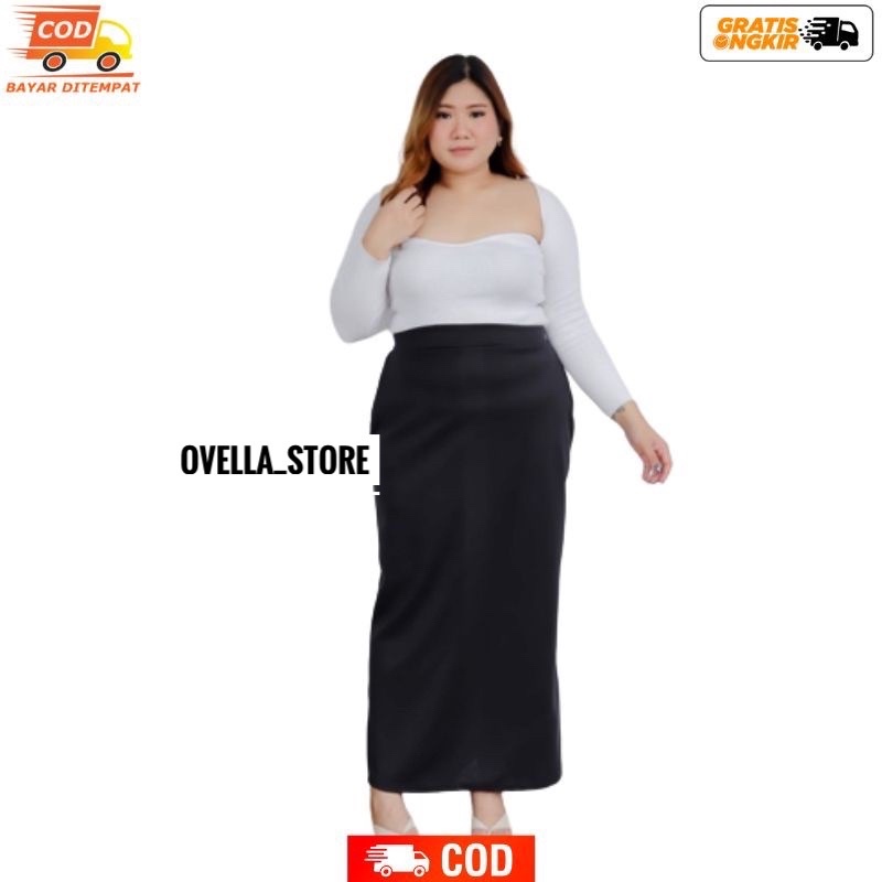 ROK SPAN KERJA WANITA/ROK SPAN RAMPEL JUMBO SIZE L3-L5