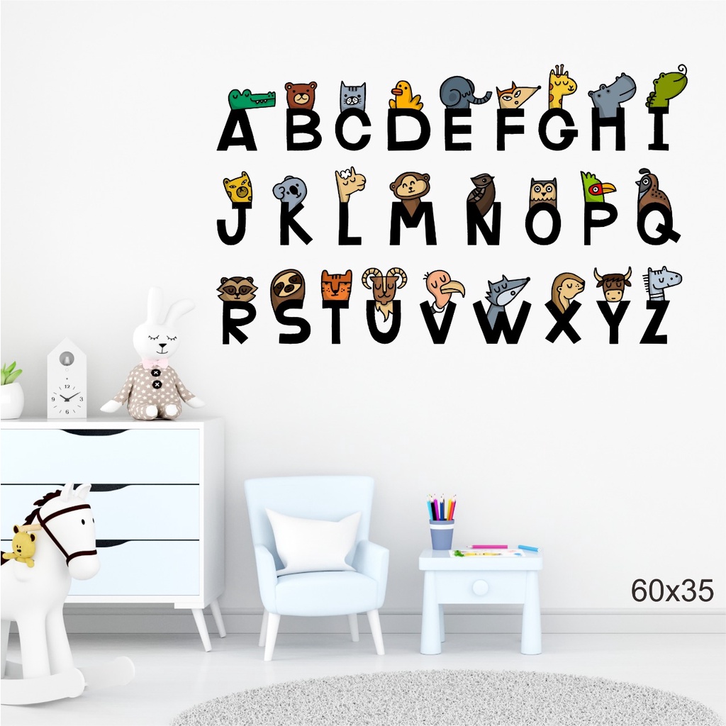 Puswall - Stiker Dinding Huruf Abjad & Wallsticker Alphabet Dekorasi Anak