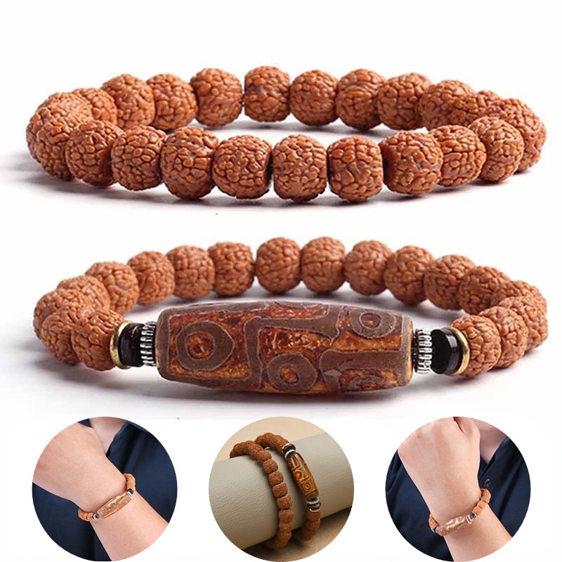 Bodhi Manik-Manik Gelang Meditasi Doa Gelang Manik-Manik Buddha Tibet Gelang Kekayaan Elastis Dan Keberuntungan Gelang Berkah Adjustable Untuk Pria Wanita Vintage