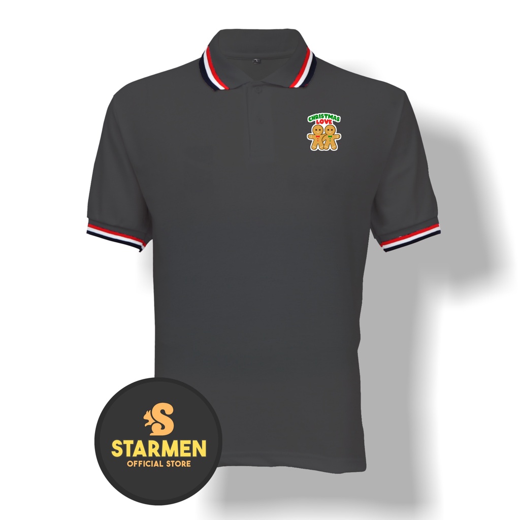 Kaos Polo Shirt Pria Kerah Logo Cristmas Love