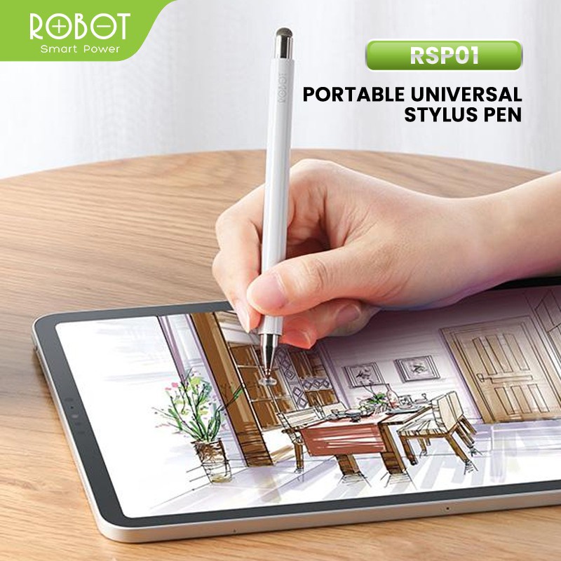 ROBOT RSP01 Universal 2 in 1 Capacitive Stylus Pen for Mobile and Tablet PC White