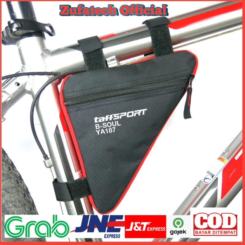 TaffSPORT Tas Sepeda Segitiga Nylon Waterproof - YA187 - Black/Red