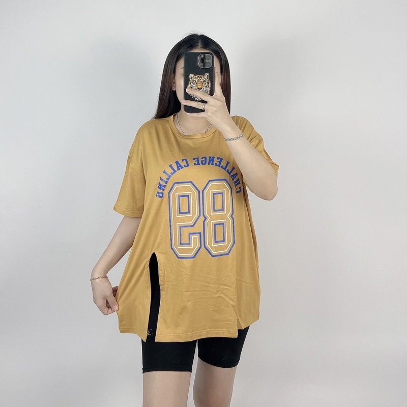 Kaos Oversize Slit Cc 86/ Atasan Jumbo wanita