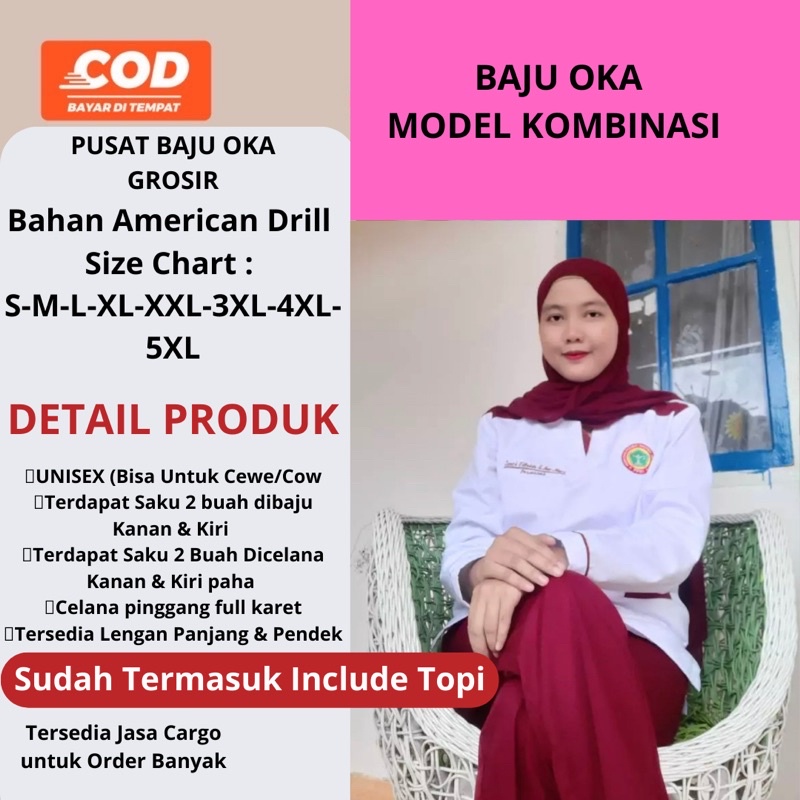 RYNTCASS - SET OK BAJU OKA PERAWAT SERAGAM BIDAN IBBI KOMBINASI LENGAN PANJANG