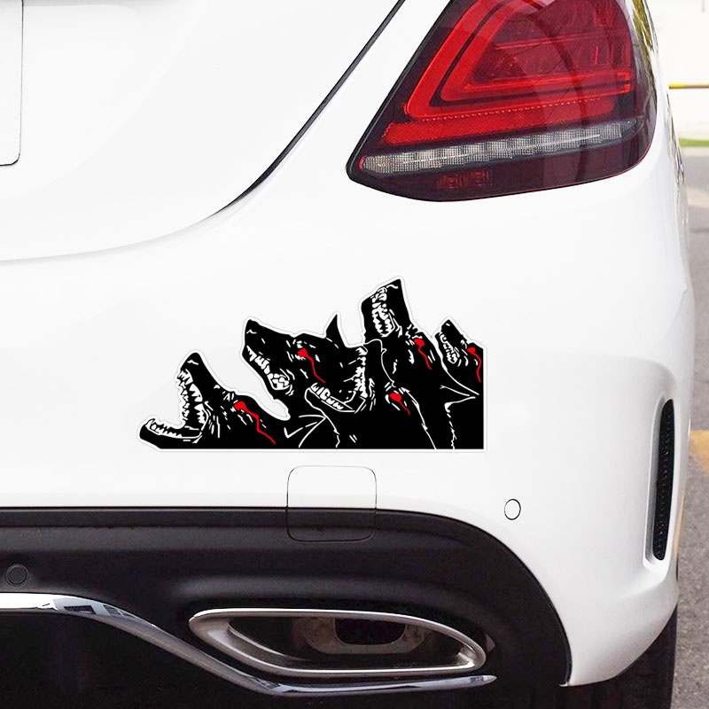 Anjing-anjing Neraka yang Kejam Stiker Reflektif Stiker Modifikasi Mobil Sakit Sepeda Motor Mobil Kaca Mobil Jendela Kaca Depan Bumper Bodi Menghias Decal untuk Toyota Supra Tomica Rush Kaos AE86 Avanza Calya Sienta Agya Yaris Soluna Camry Fortuner Alphar