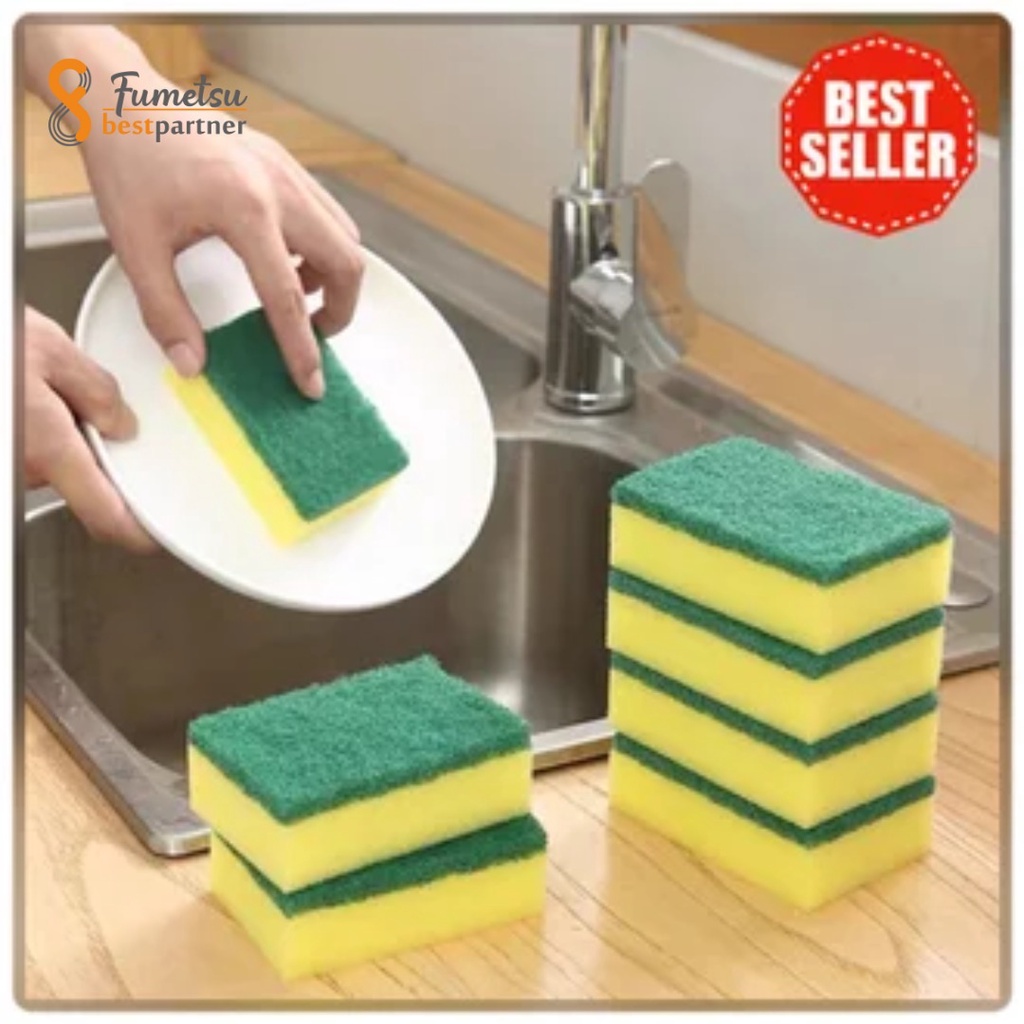 Spons Cuci Piring / Sponge Busa Cuci Piring Warna HIjau Kuning