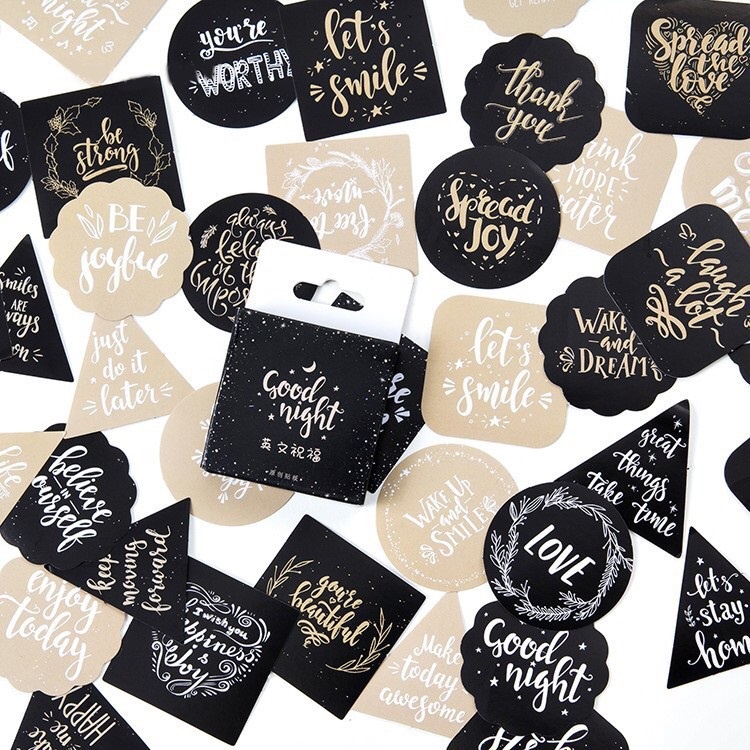 

45 Pcs Greetings Sticker Aesthetic untuk Jurnaling Scrapbook Stiker Kartu Ucapan