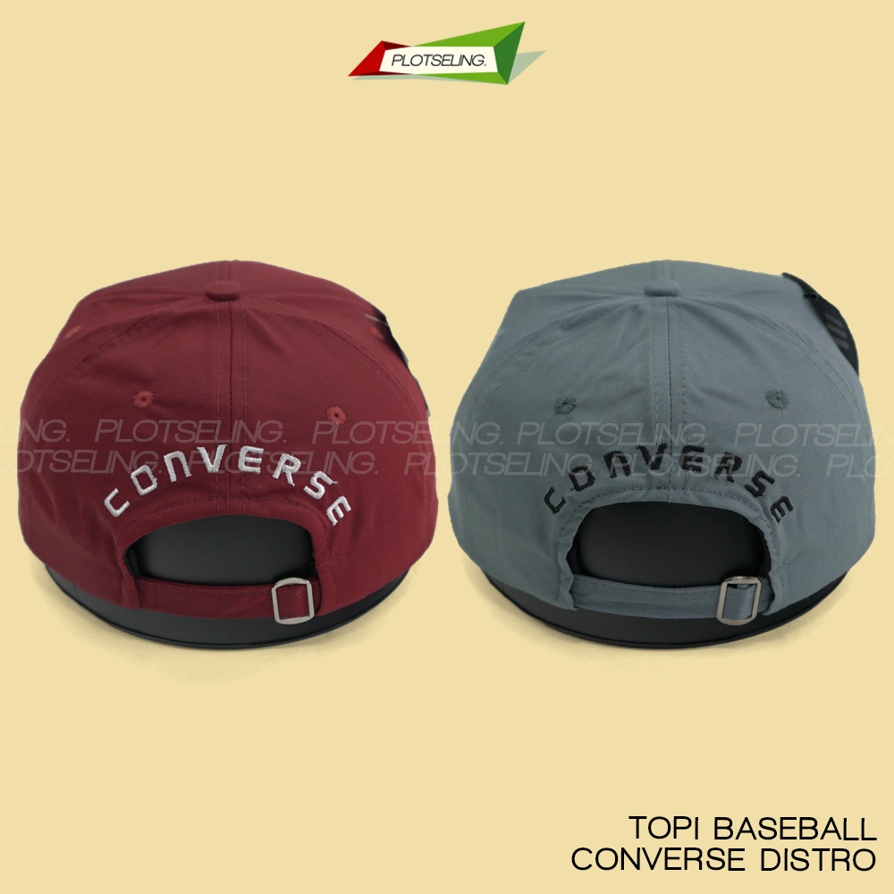 Topi Baseball Kasual CONVERSE Distro Pria Wanita Vintage Tebal Warna Abu Hitam Merah Clip Besi Bahan Katun Tebal Ukuran All Size