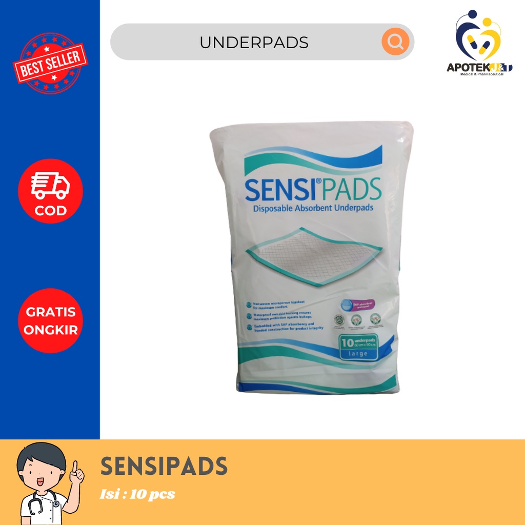 SENSIPADS UNDERPADS 10 LEMBAR / PERLAK PENYERAP ANTI BOCOR