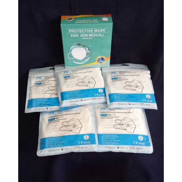 masker dewasa kn95 5ply 1box isi 10pcs tiap ada plastik