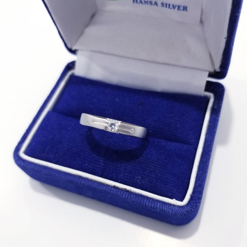 Cincin Model Couple Perak Asli Silver 925 Lapis Emas Putih - Cincin Pria Wanita Anti Karat