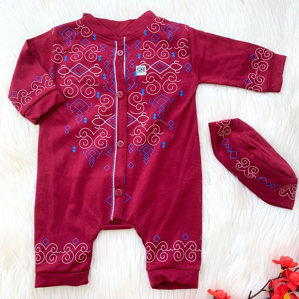 Baju setelan koko romper peci lebaran fashion anak bayi cowok laki baby boy musim murah -mir