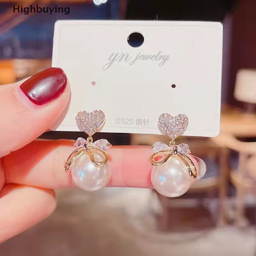 Hbid 1pasang Wanita Anti Karat Mutiara Imitasi All-Match Sederhana Stud Earrings Pendant Glory